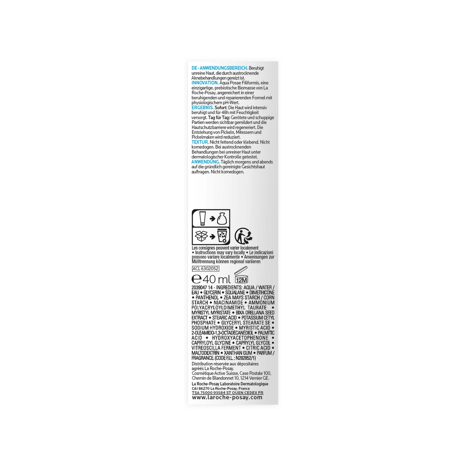 La Roche Posay 17862148 Effaclar H Iso-Biome Gesichtspflege Anti-Pickelpflege Back