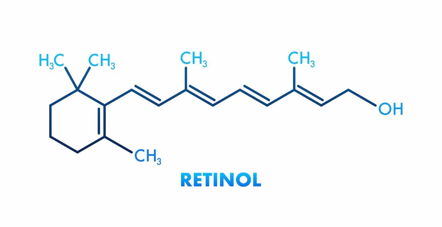 Strukturformel von Retinol.
