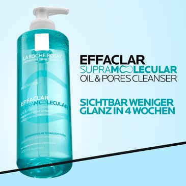 Effaclar Reinigungsgel reduziert Hautglanz sichtbar nach 4 Wochen, 99 Prozent weniger Glanz