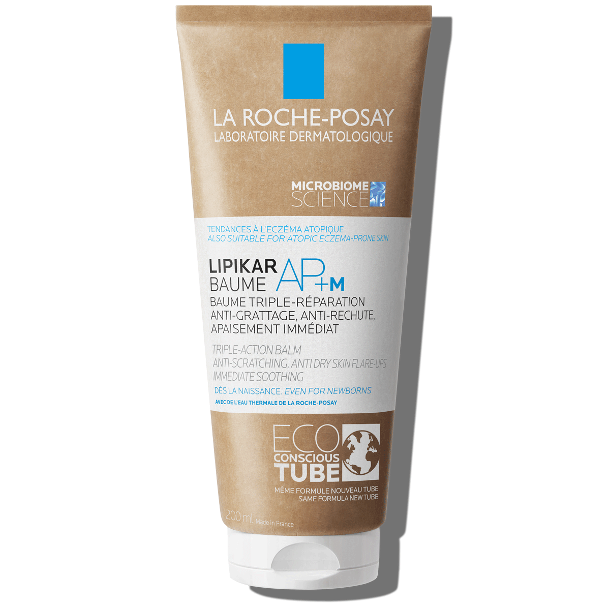 Eine freigestellte La Roche Posay LIPIKAR Baume AP+M Tube in der 200 ml Variante