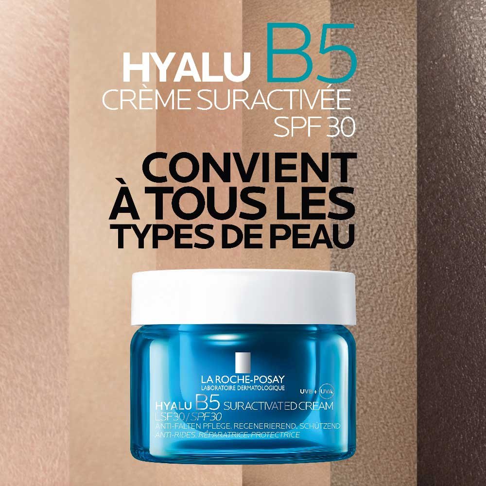 Couvercle blanc avec opercule ouvert. Texte : « Appliquer matin et soir sur le visage et le cou ».
