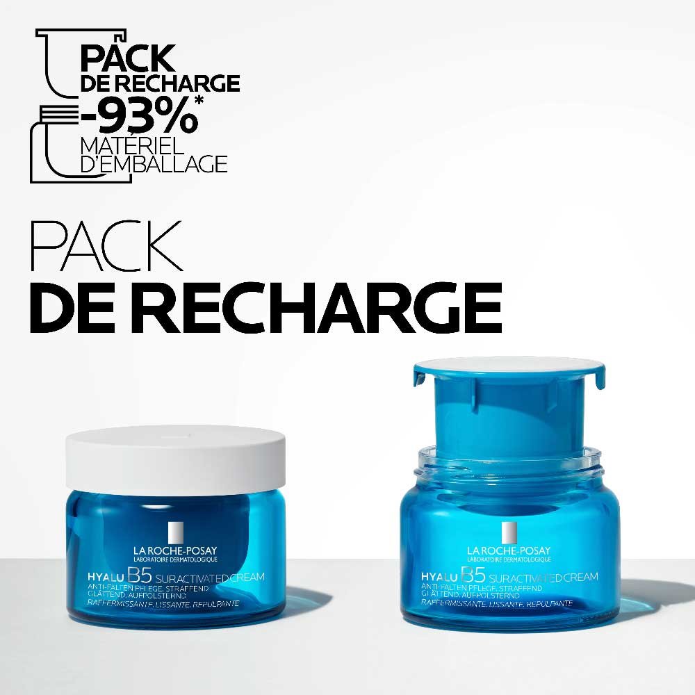 Crème Hyalu B5 avec pot recharge, réduit l’emballage