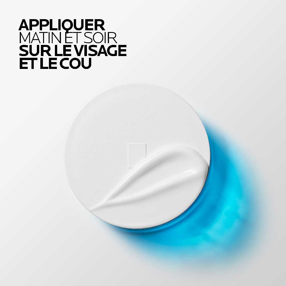 Pot de crème ouvert, appliquer matin et soir sur visage et cou