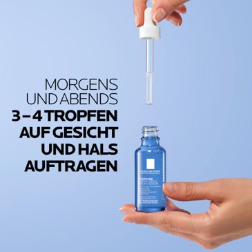 3 bis 4 Tropfen des Toleriane Dermallergo Serums morgens und abends auf Gesicht und Hals auftragen
